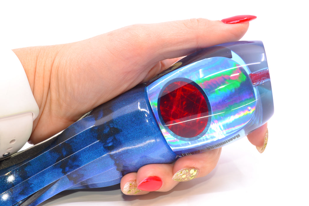 Aloha Lures Ice Blue Rainbow Red Eyes Bamboocha 12" 8.5oz Fire Tailz Vinyl Blue Tiger