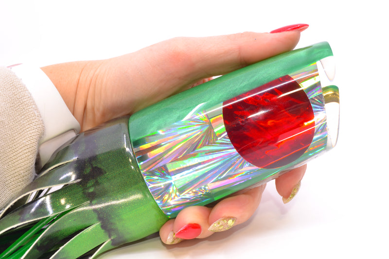 Koya Lures Silver Rainbow Starburst Green Back JP XL Lunger 16" 15oz FT Vinyl Green Tiger