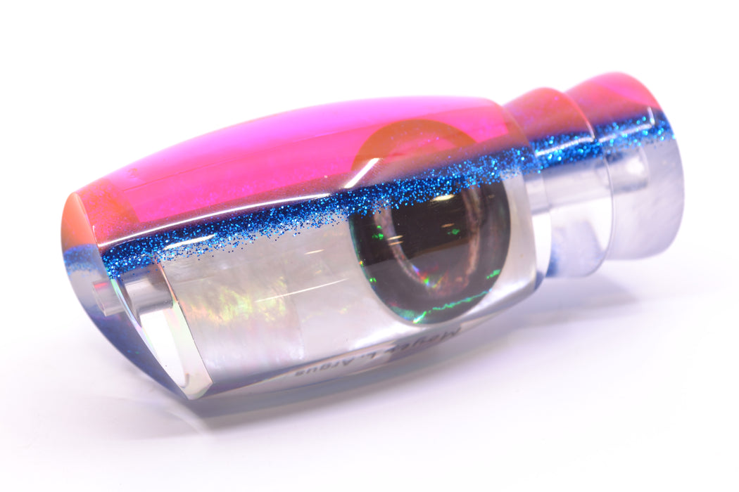 Moyes Lures White MOP Pink-Blue Back Taxi Eyes Large Argus 14" 6.5oz