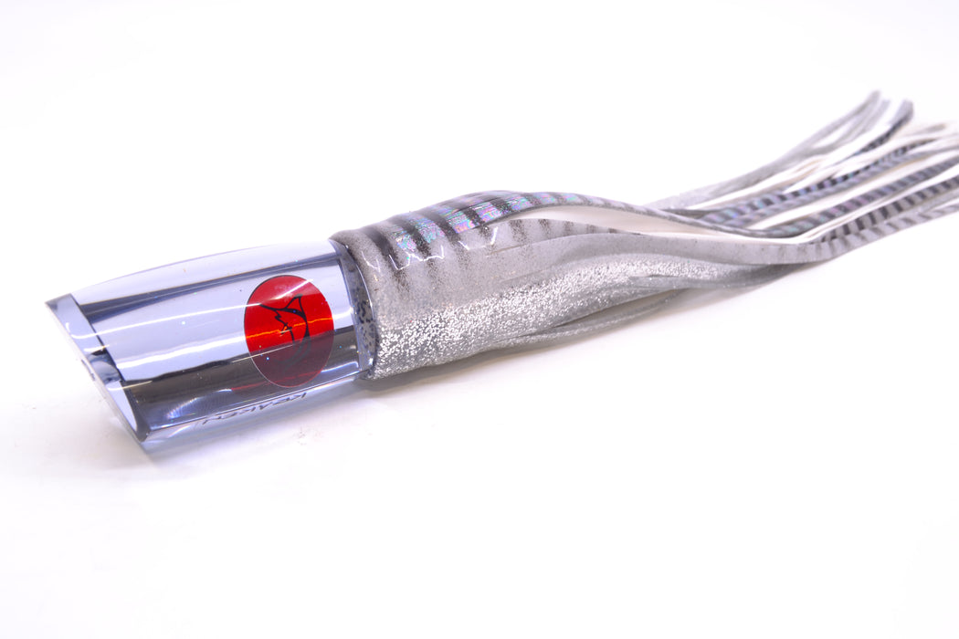 Bonze Lures Clear Mirrored Red Eyes Kraken 10" 8oz Skirted White Aurora-Silver/White