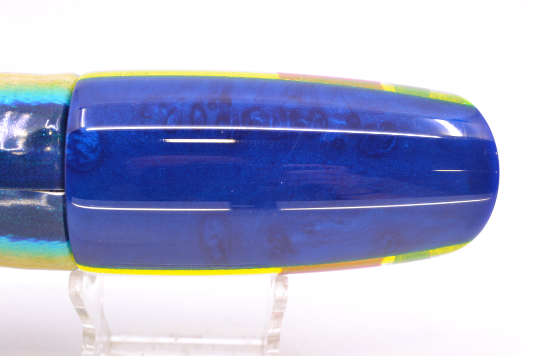 Koya Lures Mirrored Blue-Yellow Back Red Eyes Medium Poi Dog 14" 10oz FT Vinyl Yellowfin