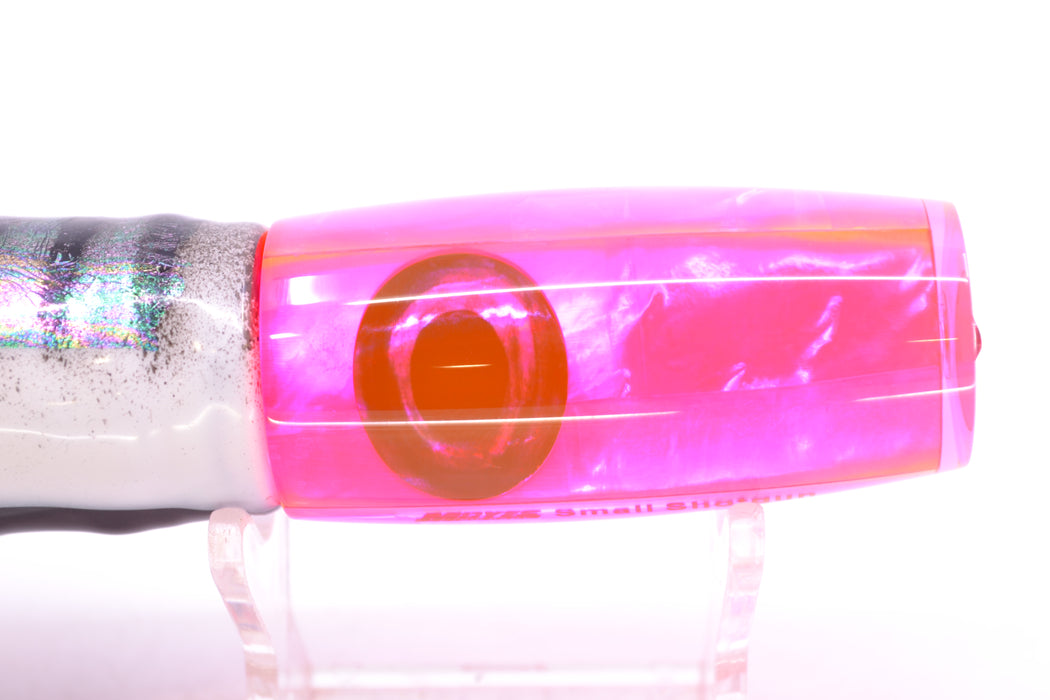 Moyes Lures Pink MOP Taxi Eyes Small Shotgun 9" 4oz Skirted White Aurora-Black GZE