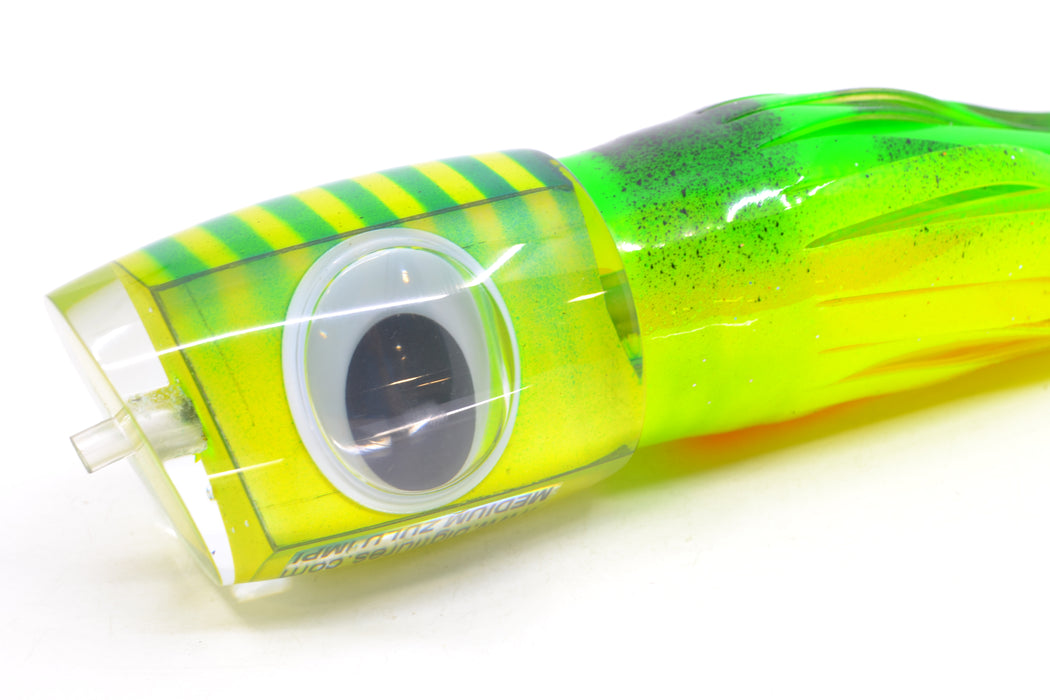 Big T Lures Yellow Pearl Green Striped Back Medium Zulu Impi 14" 11.5oz Skirted GZE