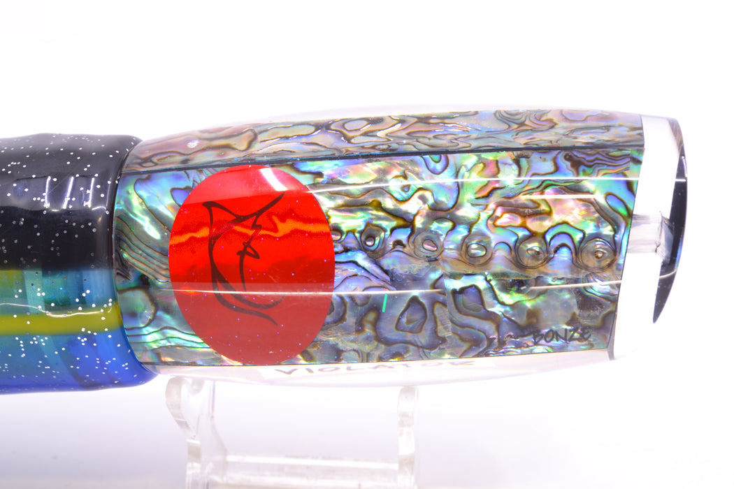 Bonze Lures Paua Shell Red Eyes Violator 14" 17oz Skirted Black-Yellow-Blue