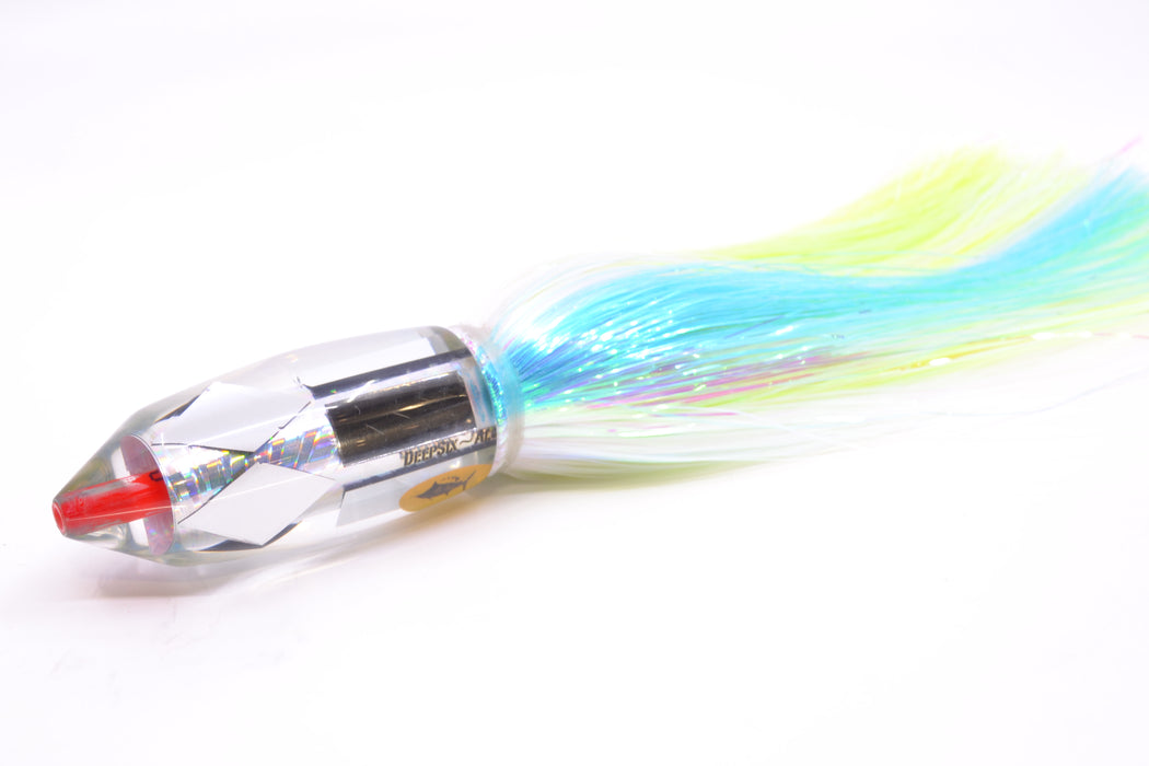 Aloha Lures Mirrored Silver Rainbow Starburst Deep Six 9" 6oz EZ Flash Feathersword