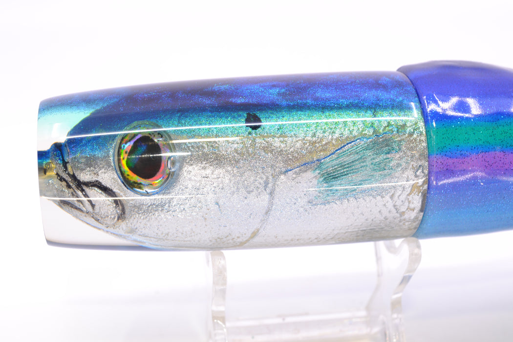 Ali'i Kai Lures Opelu Blue-Teal Back Medium Hard Head 12" 7oz Fire Tailz Vinyl Blueberry GZE