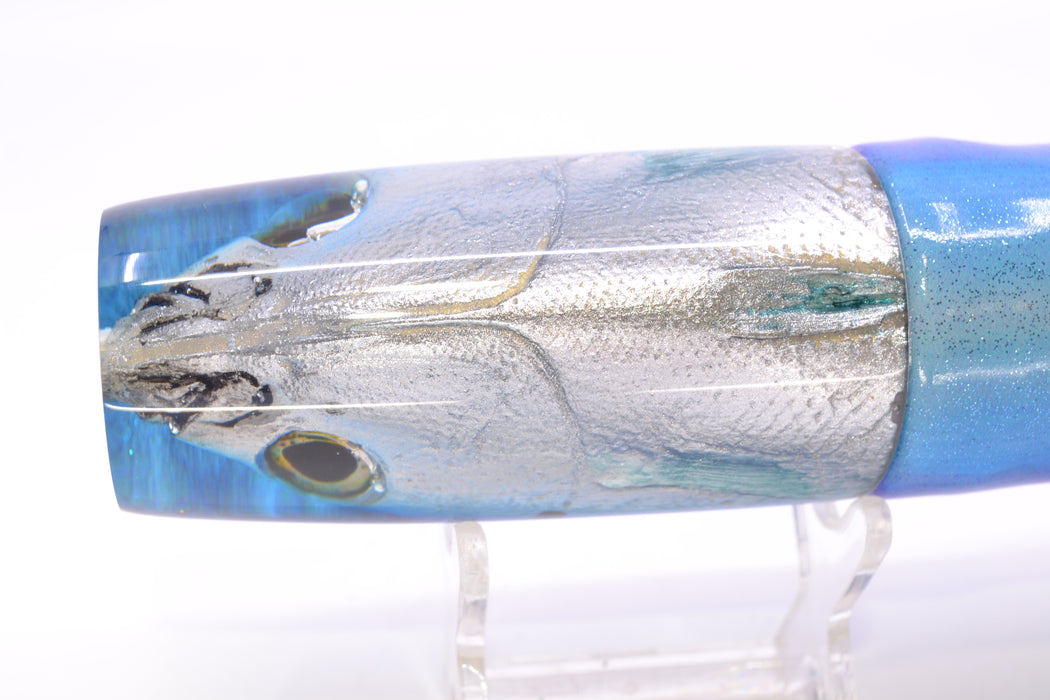 Ali'i Kai Lures Opelu Blue-Teal Back Medium Hard Head 12" 7oz Fire Tailz Vinyl Blueberry GZE