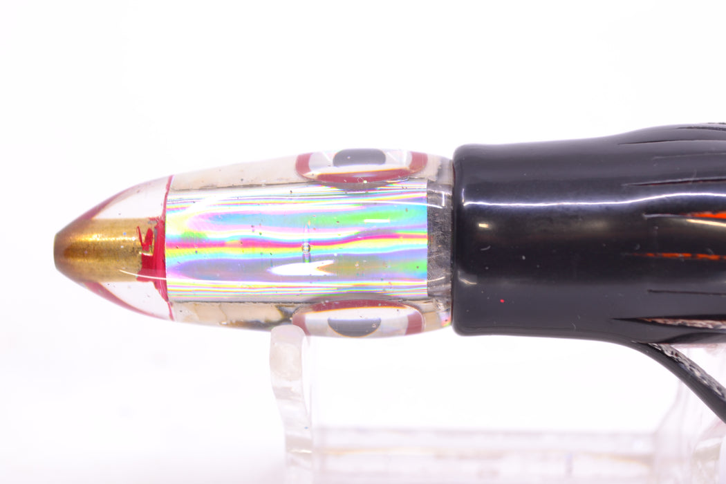 Bomboy Lures White Abalone Mini Bomb 5" 2oz Skirted Black-Silver