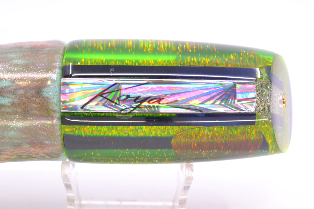 Koya Lures Mirrored Blue-Yellow Back Red Eyes Medium Poi Dog 14" 10oz FT Vinyl Yellowfin