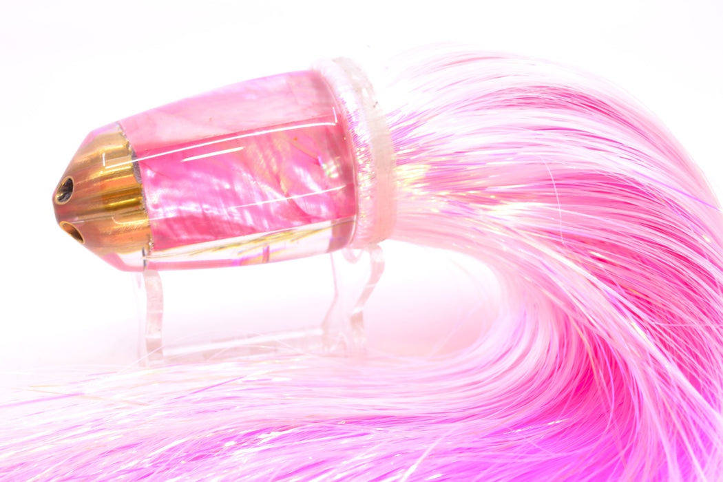 Koya Lures Pink MOP 4-Hole Bullet 9"+ 7oz Strobez White/Pink