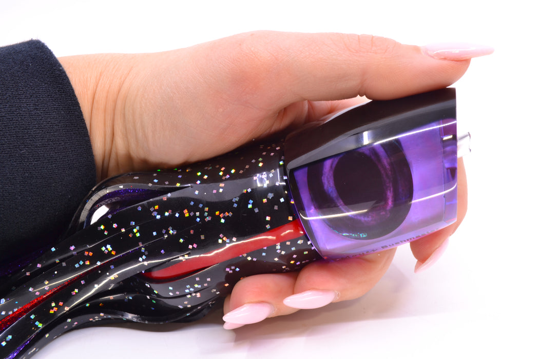 Moyes Lures Purple MOP Black Back Taxi Eyes Bushmaster 12" 10oz Skirted Black/Purple