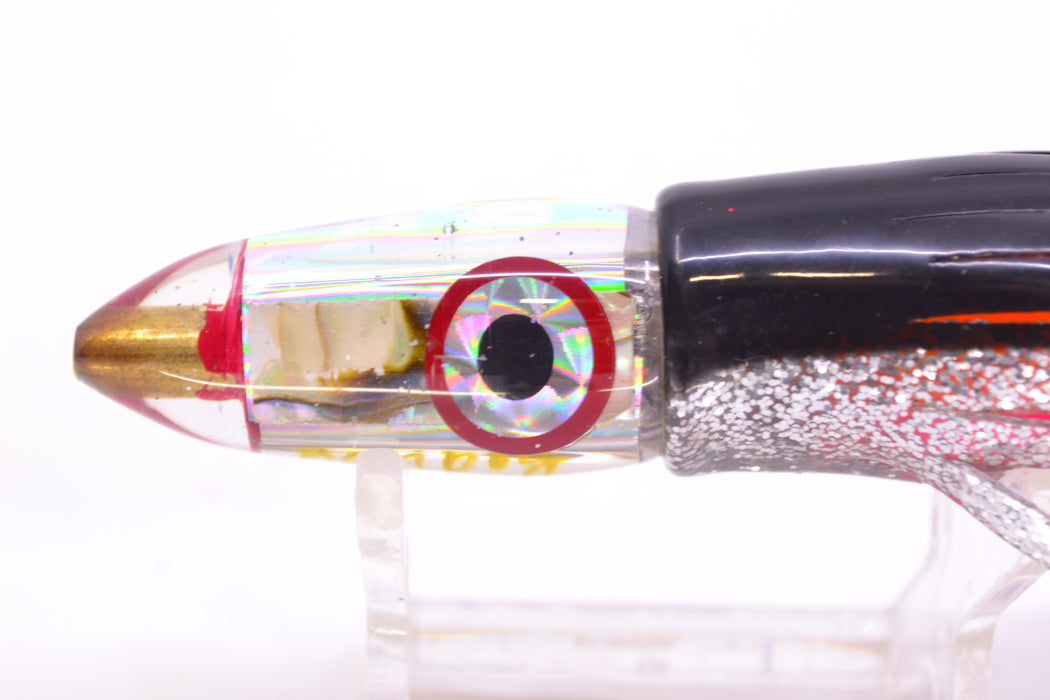 Bomboy Lures White Abalone Mini Bomb 5" 2oz Skirted Black-Silver