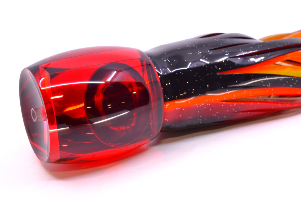 Moyes Lures Red Mirrored Taxi Eyes XL Secret 14" 9oz Skirted Red-Black & Red Bars