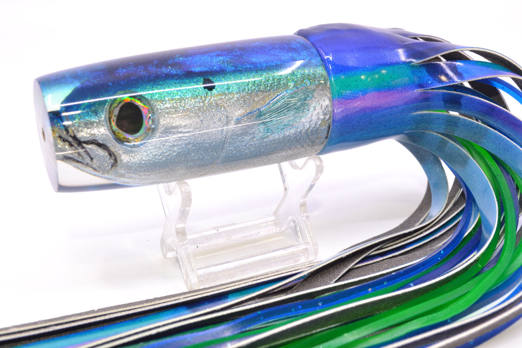 Ali'i Kai Lures Opelu Blue-Teal Back Medium Hard Head 12" 7oz Fire Tailz Vinyl Blueberry GZE