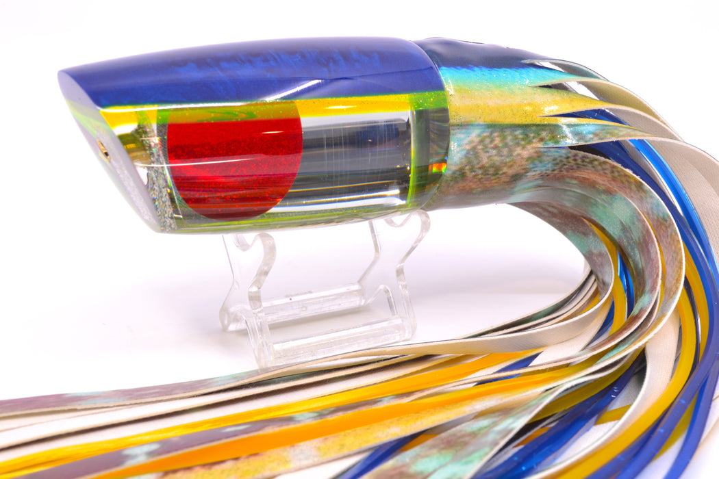 Koya Lures Mirrored Blue-Yellow Back Red Eyes Medium Poi Dog 14" 10oz FT Vinyl Yellowfin