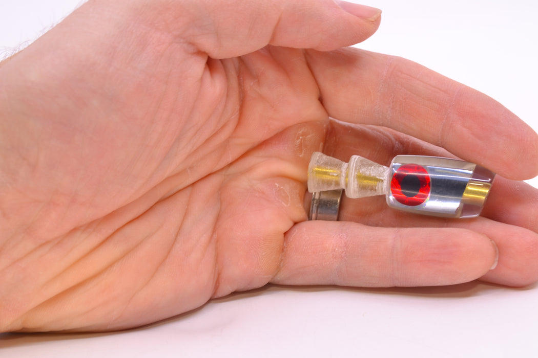 Coggin Lures Clear Mirrored Black-Red Eyes Tado Lo'ihi Peanut Slant 4.5" 0.3oz