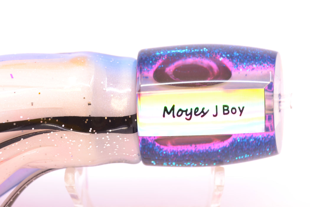 Moyes Lures White MOP Pink-Blue Back Taxi Eyes Medium J-Boy 12" 7oz Skirted Gay Bob
