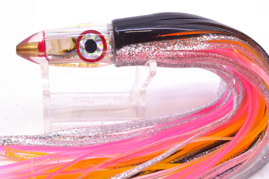 Bomboy Lures White Abalone Mini Bomb 5" 2oz Skirted Black-Silver