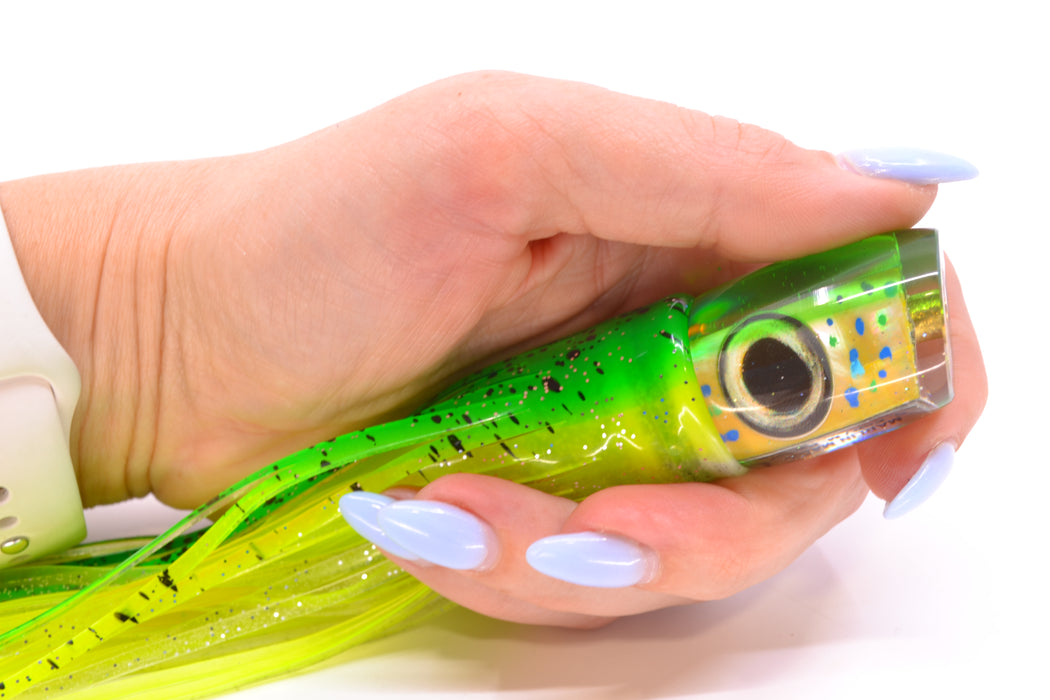 Marlin Magic Golden Mahi MOP Green Back Taxi Eyes Tiny Ruckus 7" 3oz Skirted