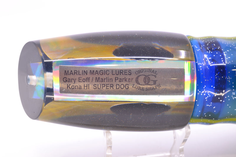Marlin Magic Golden MOP Black Back Super Dog 16" 17oz Skirted Black-Yellow-Blue