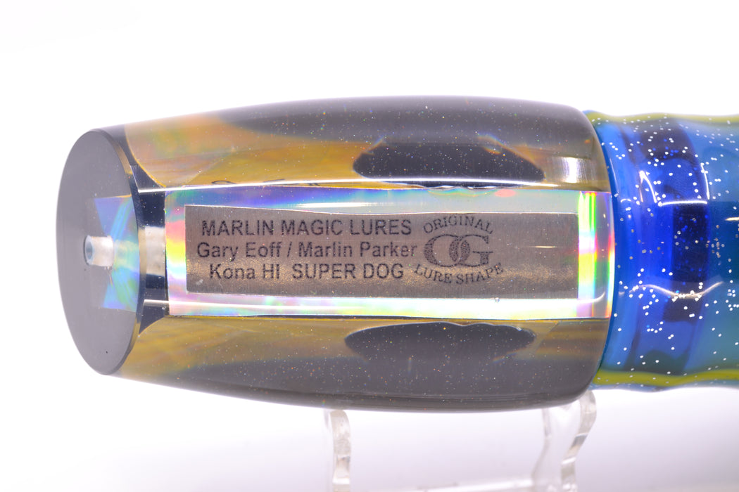 Marlin Magic Golden MOP Black Back Super Dog 16" 17oz Skirted Black-Yellow-Blue GZE