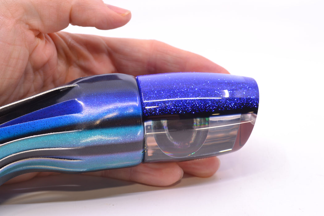 Moyes Lures Clear Mirrored Blue-Black Back Taxi Eyes Hannibal 14" 8oz FT Vinyl Skipjack