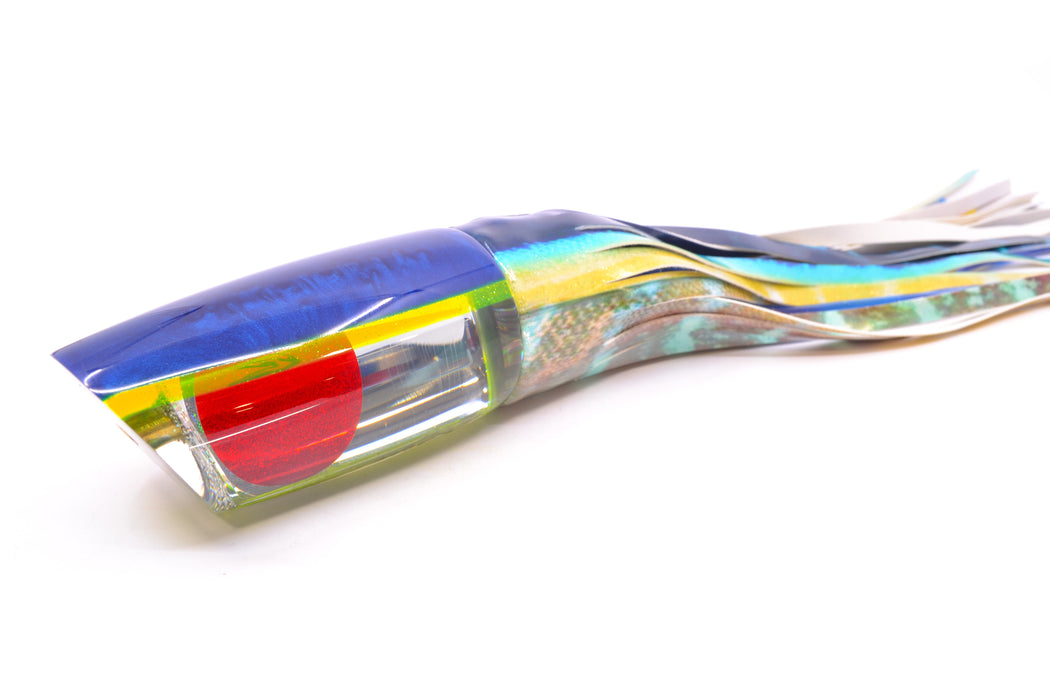 Koya Lures Mirrored Blue-Yellow Back Red Eyes Medium Poi Dog 14" 10oz FT Vinyl Yellowfin