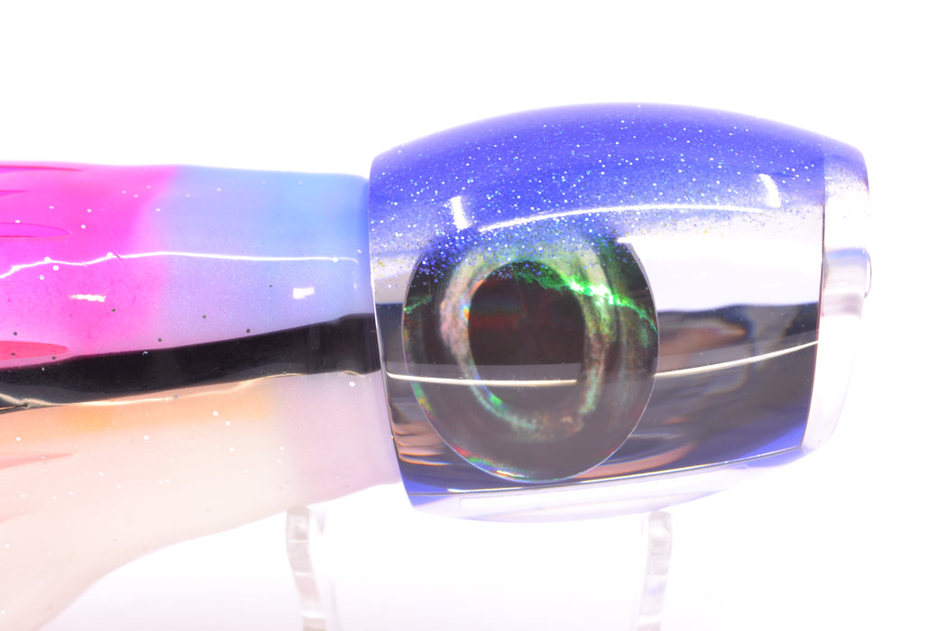 Moyes Lures Clear Mirrored Blue Glitter Back Large Blaster 14" 10.7oz Skirted Gay Bob GZE