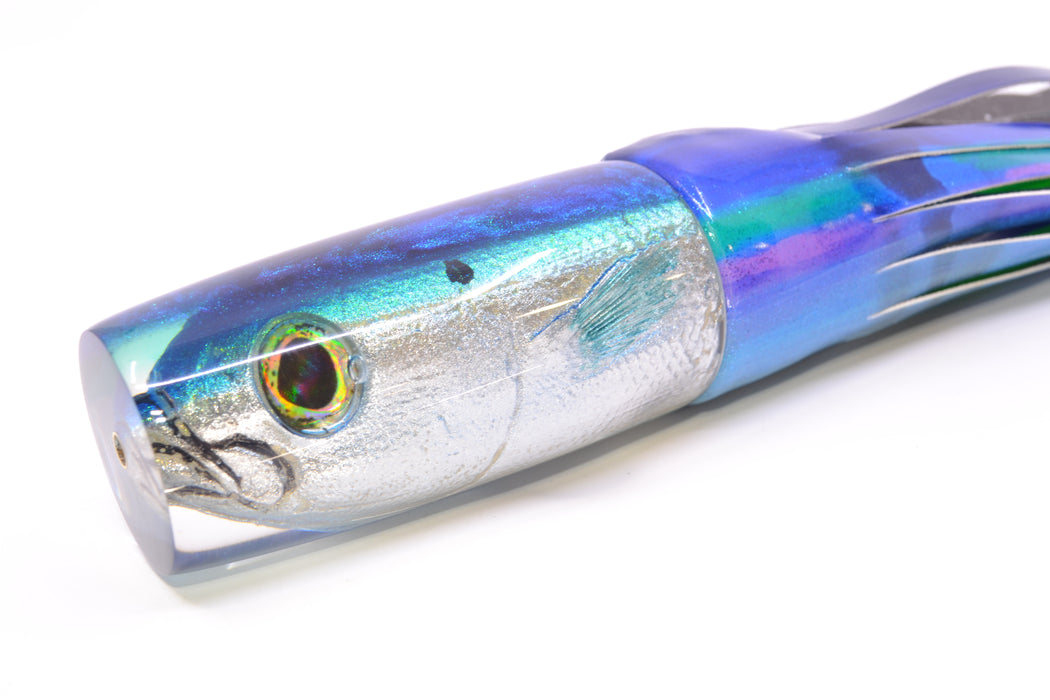 Ali'i Kai Lures Opelu Blue-Teal Back Medium Hard Head 12" 7oz Fire Tailz Vinyl Blueberry GZE