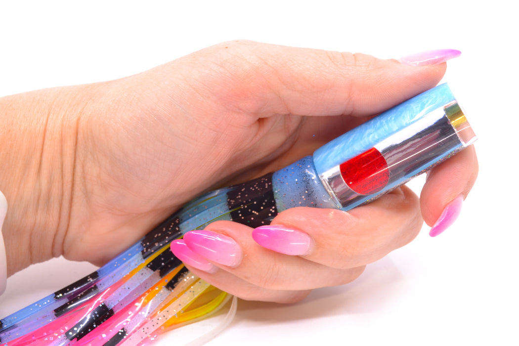 Koya Lures Clear Mirrored Ice Blue Back Hard Head 5.5" 2oz Skirted Fruit Salad *SCRATCHED*