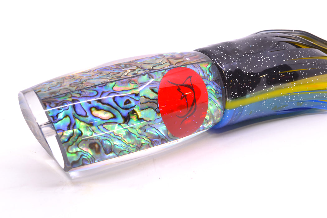 Bonze Lures Paua Shell Red Eyes Violator 14" 17oz Skirted Black-Yellow-Blue