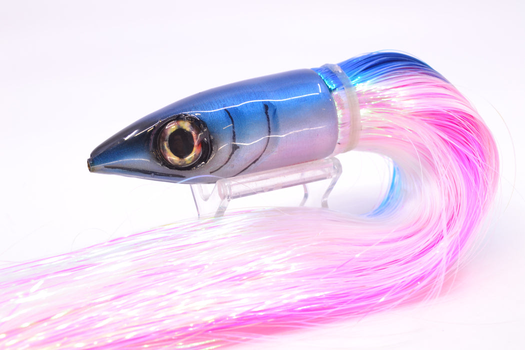 Tsutomu Lures Blue-White Non-Jetted Kona Dragon 9"+ 8oz Strobez Blue-White/Pink