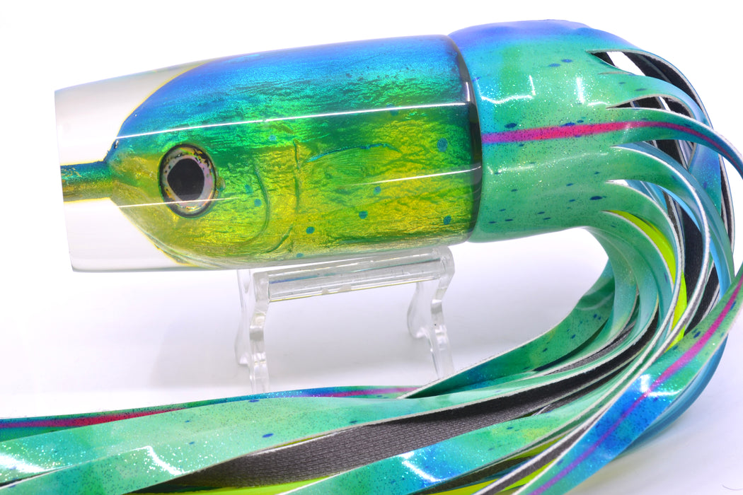 Ali'i Kai Lures Mahi Fish Head Large Hard Head 14" 11.2oz Fire Tailz Vinyl Mad Mahi