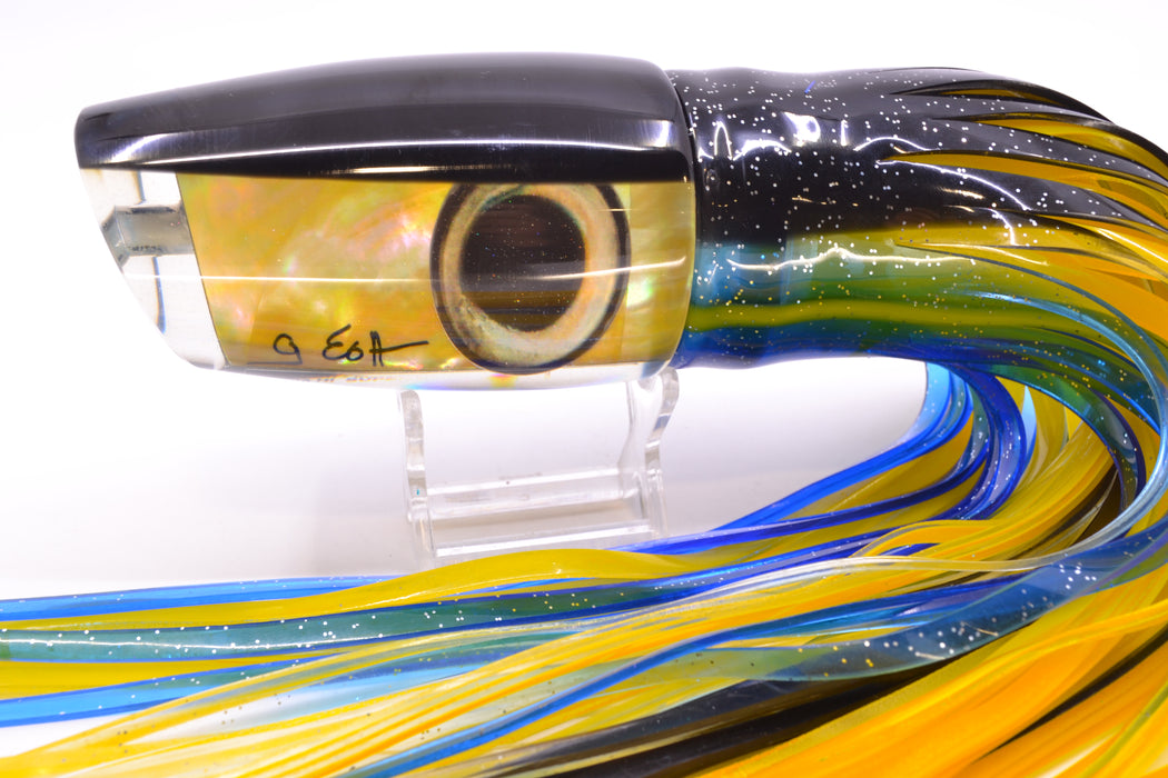 Marlin Magic Golden MOP Black Back Super Dog 16" 17oz Skirted Black-Yellow-Blue GZE