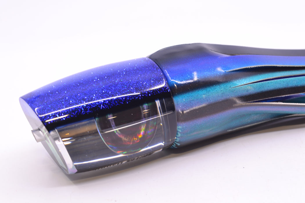 Moyes Lures Clear Mirrored Blue-Black Back Taxi Eyes Hannibal 14" 8oz FT Vinyl Skipjack