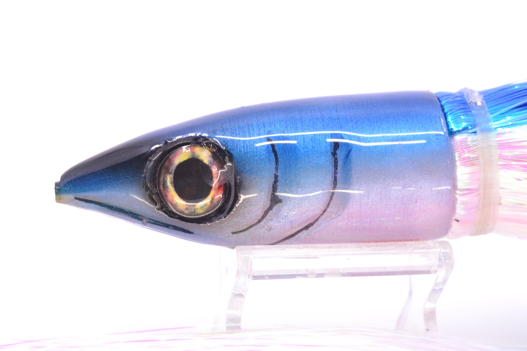 Tsutomu Lures Blue-White Non-Jetted Kona Dragon 9"+ 8oz Strobez Blue-White/Pink