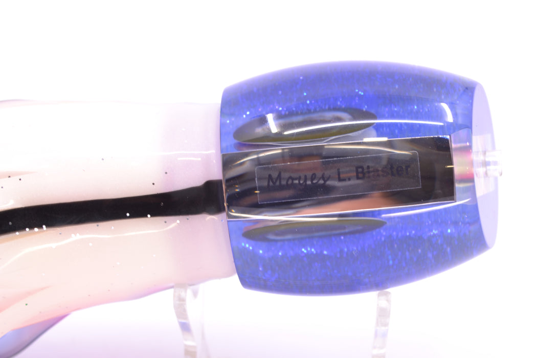Moyes Lures Clear Mirrored Blue Glitter Back Large Blaster 14" 10.7oz Skirted Gay Bob GZE