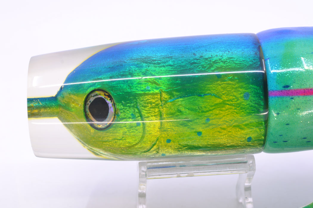 Ali'i Kai Lures Mahi Fish Head Large Hard Head 14" 11.2oz Fire Tailz Vinyl Mad Mahi