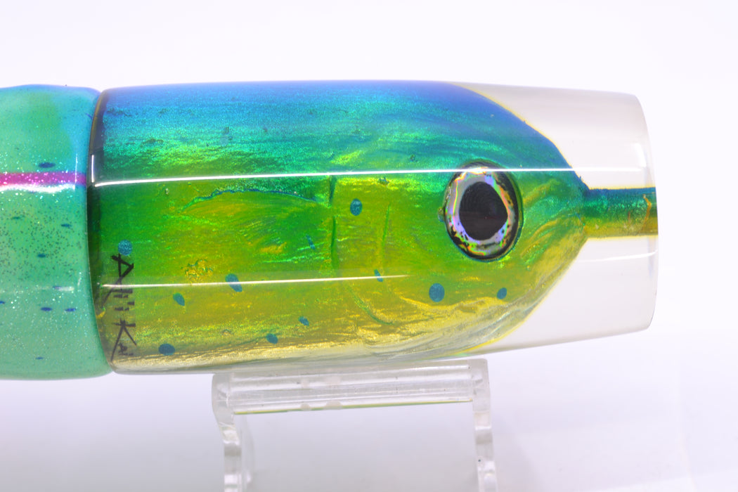 Ali'i Kai Lures Mahi Fish Head Large Hard Head 14" 11.2oz Fire Tailz Vinyl Mad Mahi