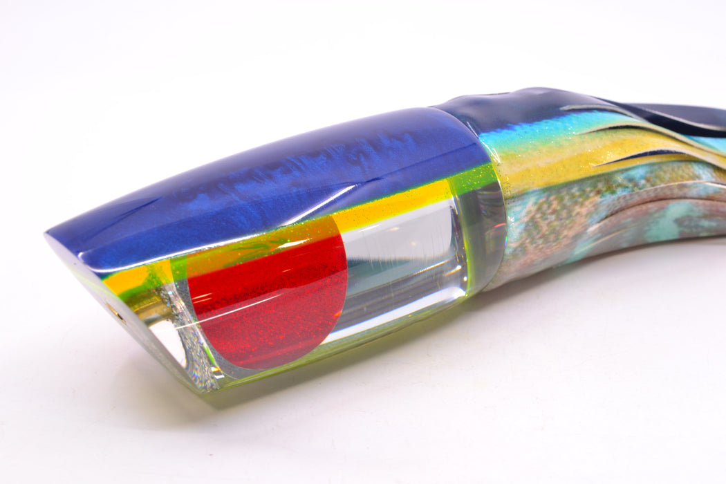 Koya Lures Mirrored Blue-Yellow Back Red Eyes Medium Poi Dog 14" 10oz FT Vinyl Yellowfin