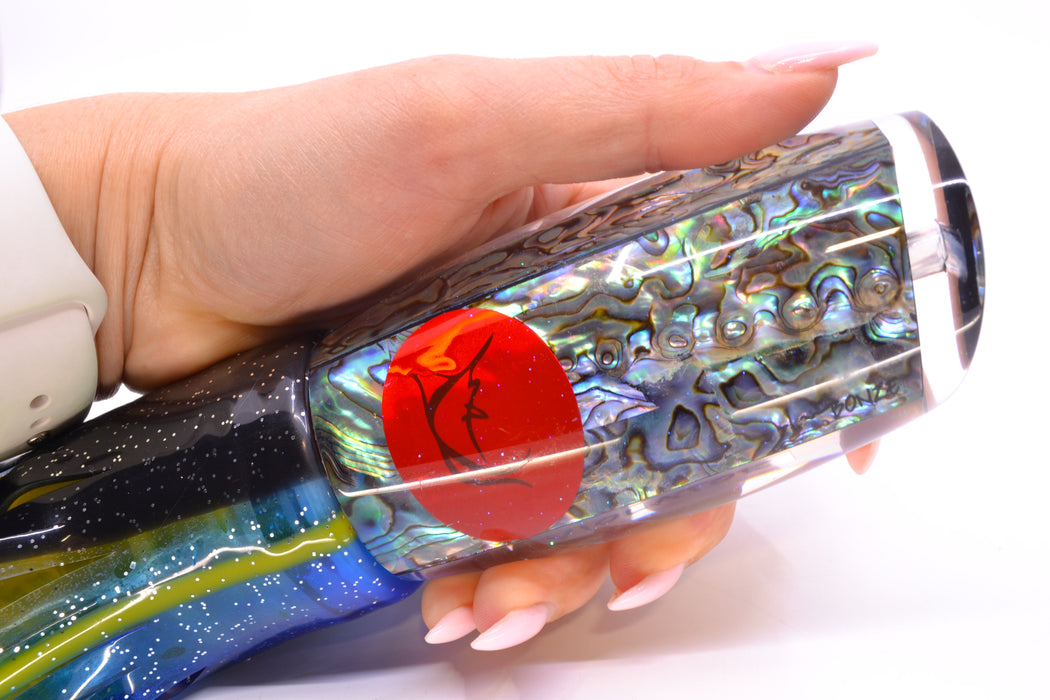 Bonze Lures Paua Shell Red Eyes Violator 14" 17oz Skirted Black-Yellow-Blue