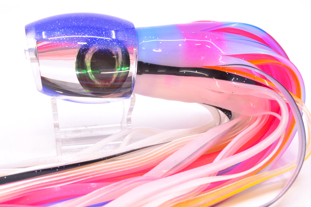 Moyes Lures Clear Mirrored Blue Glitter Back Large Blaster 14" 10.7oz Skirted Gay Bob GZE