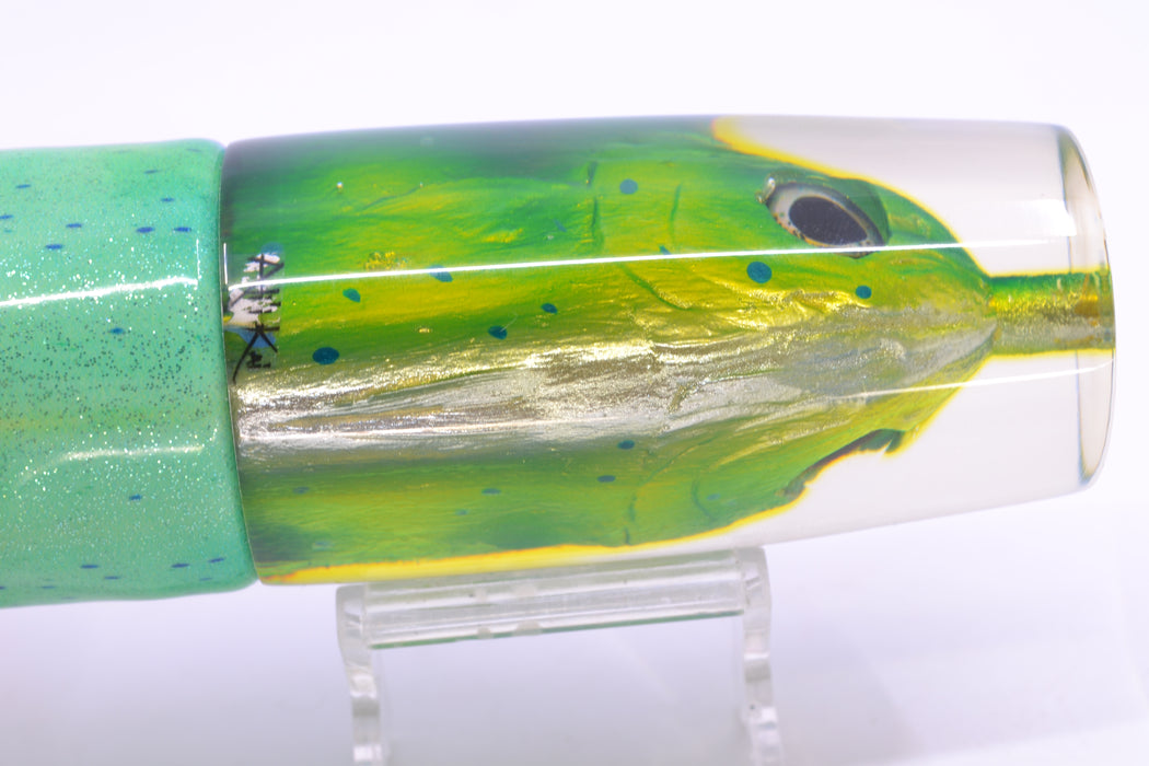 Ali'i Kai Lures Mahi Fish Head Large Hard Head 14" 11.2oz Fire Tailz Vinyl Mad Mahi