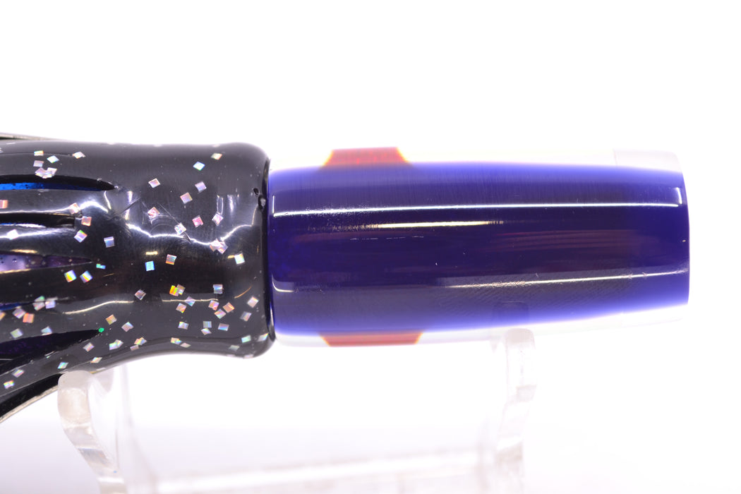 Koya Lures Silver Rainbow Pearl Purple Back Red Eyes Hard Head 5.5" 2oz Skirted Black