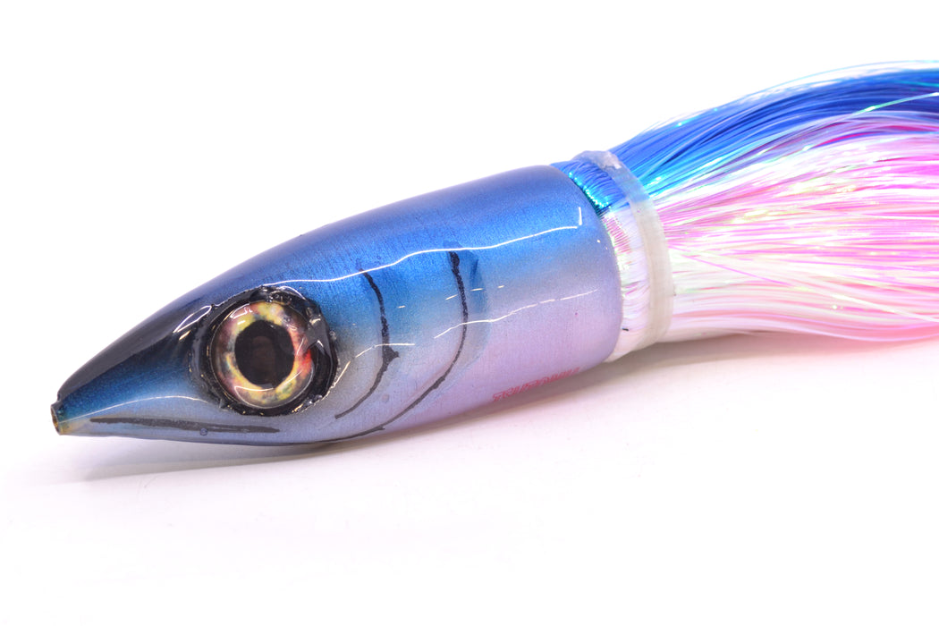 Tsutomu Lures Blue-White Non-Jetted Kona Dragon 9"+ 8oz Strobez Blue-White/Pink