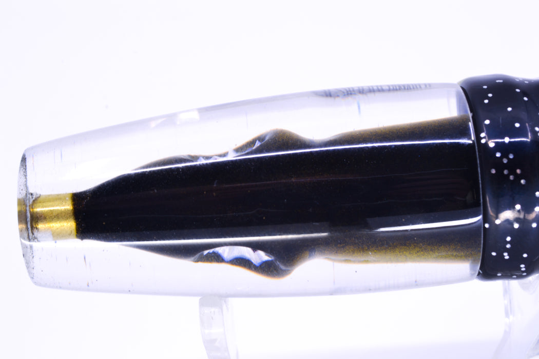 Tsutomu Lures Black-Yellow-Silver Fish Head Ali'i Invert 7" 5.7oz Skirted Black-Yellow-Blue