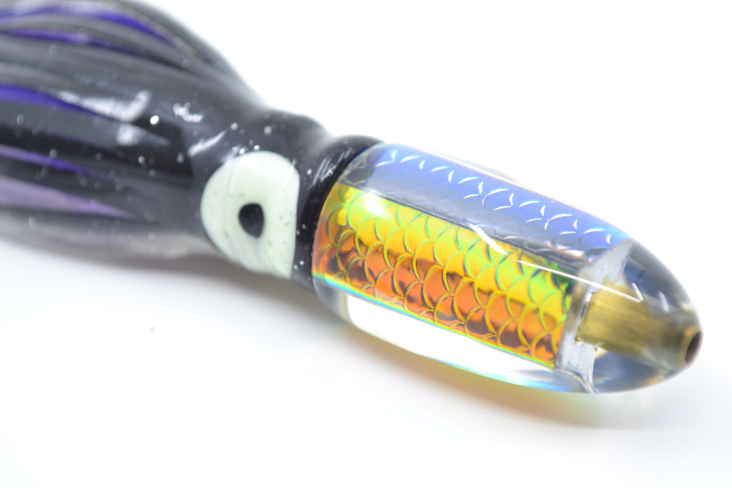 Koya Lures Rainbow Scale Bullet 4.5" 1.3oz Skirted Black-Silver-Purple
