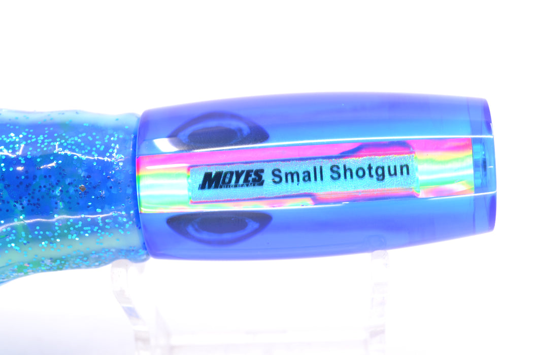 Moyes Lures Ice Blue MOP Blue Back Taxi Eyes Small Shotgun 9" 4oz Skirted Blue Dots GZE