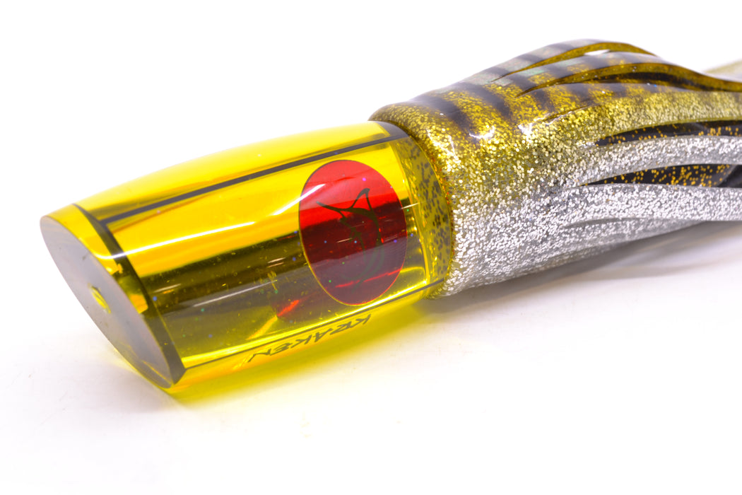 Bonze Lures Yellow Mirrored Red Eyes Kraken 10" 8oz Skirted Yellow Aurora/Black