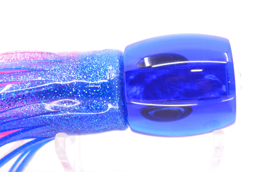 Moyes Lures Pink MOP Blue Back Taxi Eyes Large Tang 9" 3oz Skirted Blue-Silver